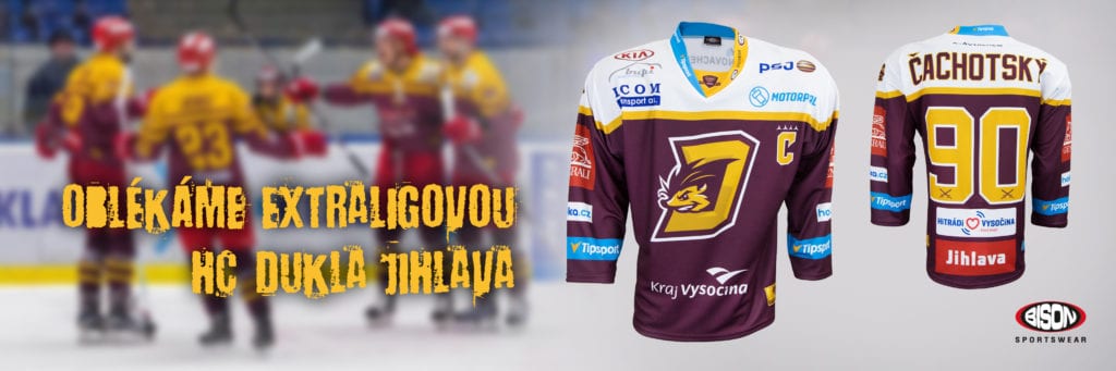 HC Dukla Jihlava v dresech Bison Sportswear.