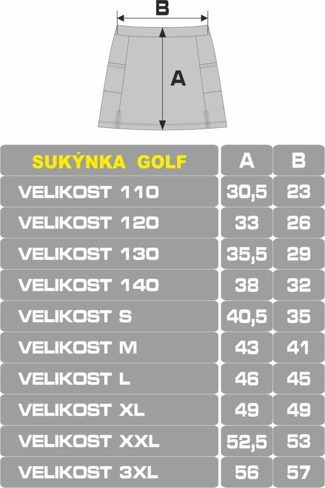 Sportovní sukýnka Golf s kapsamy.